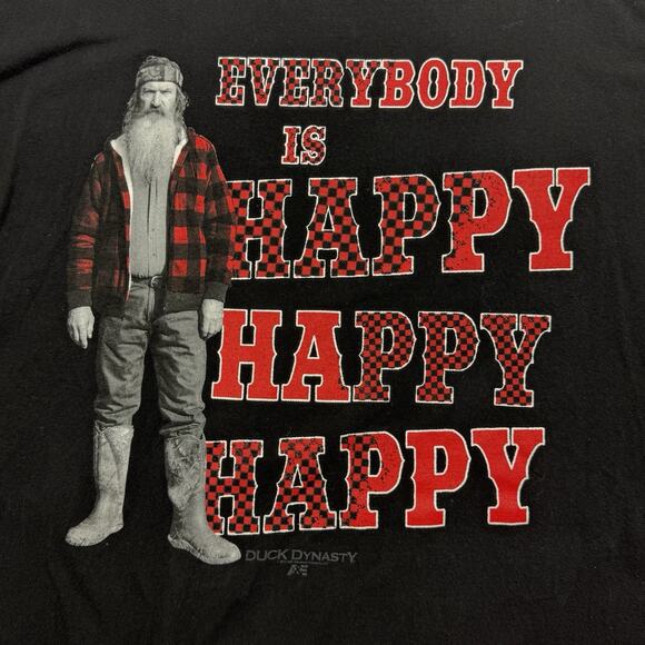 Duck Dynasty Alstyle Apparel Black TShirt Sz XL "Everybody is Happy Happy Happy" - Picture 2 of 10